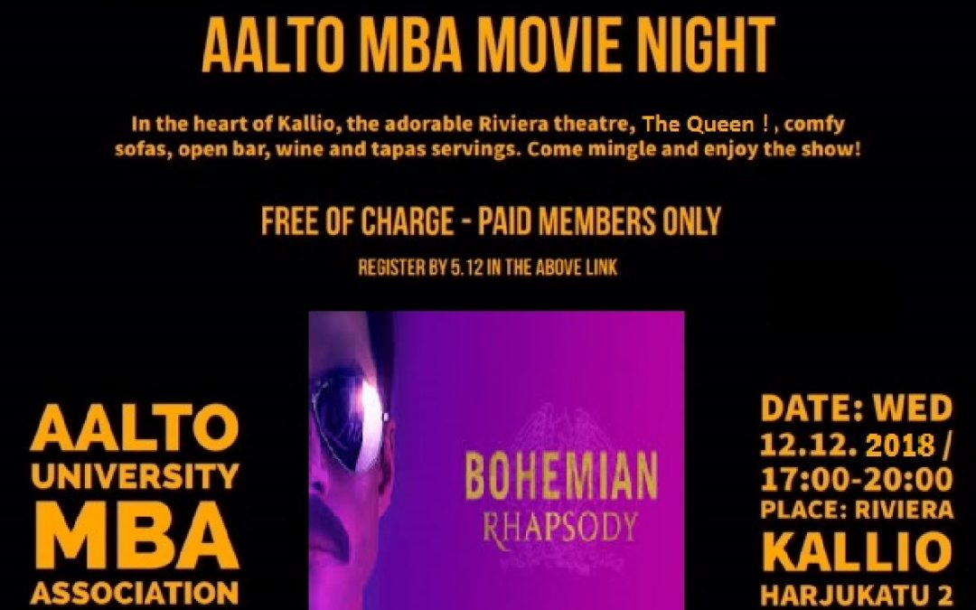 MBA Movie Night on December 12th at 17:00
